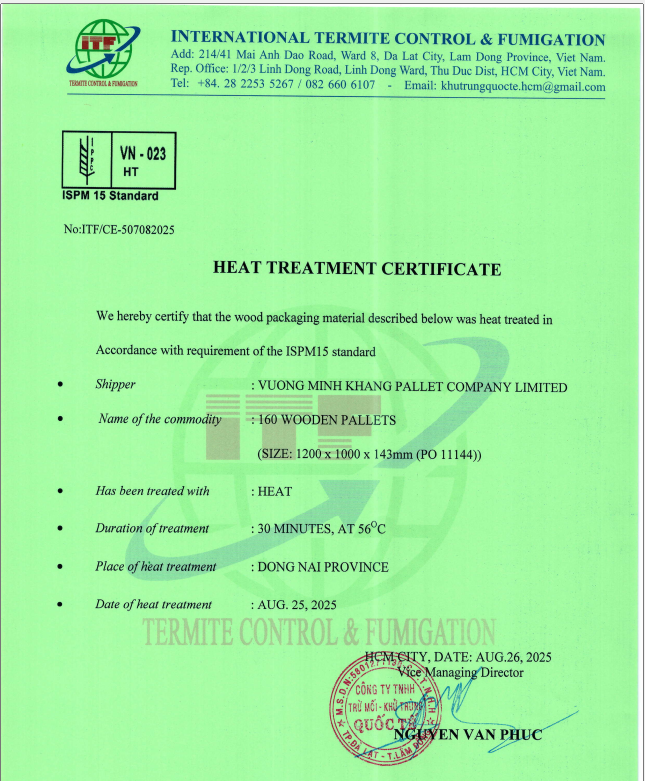 giấy khử trùng nhiệt HT pallet gỗ